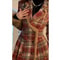 Women's Double Breasted Plaid Coat, V Neck Woolen Jacket, Loose Fit Tops for Autumn and Winter