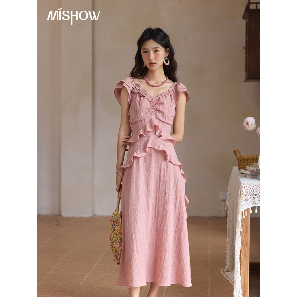 Womens Floral Print Dress 2025 Summer Fashion With Flying Sleeves And VNeck 1