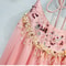 Suspender Dress, Sexy Backless Pink Dress with Embroidered Beads for Travel, Spring Summer