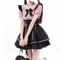 Sweet Lolita Dress Set, Womens Two Piece Set with Bib Overalls and A-Line Skirt, Cute School Princess Style