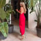 Elegant Captivating Dress For Women Sexy Tight V Neck Backless Ankle Length With Slit Summer Party 0