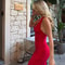 Elegant Captivating Dress For Women Sexy Tight V Neck Backless Ankle Length With Slit Summer Party 1
