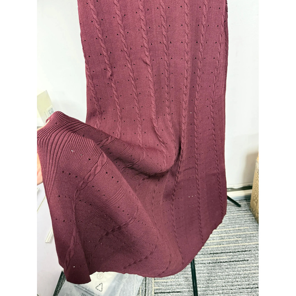 Elegant Lady Summer Dress, Women O Neck Long Robe, White Knit Thread, Ruffled Sleeve, Slim Mid Length, Single Breasted