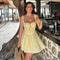 Elegant Holiday Dress, Sexy Yellow A Line Dress with Lace Up, Hollow Out Summer Party Dress for Women