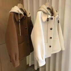 stylish and elegant outerwear, plus size women's jacket, loose fit hooded coat, autumn winter fashion