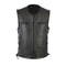 Genuine Leather Biker Vest for Men, Stylish Sleeveless Jacket, with Zipper Closure and Multiple Pockets
