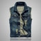 Mens Denim Vest, Sleeveless Jeans Jacket for Men, Blue and Black Cowboy Waistcoat, Spring Style