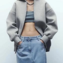 women's oversized zip hoodie, versatile long sleeve jacket, loose fit casual top, streetwear sweatshirt