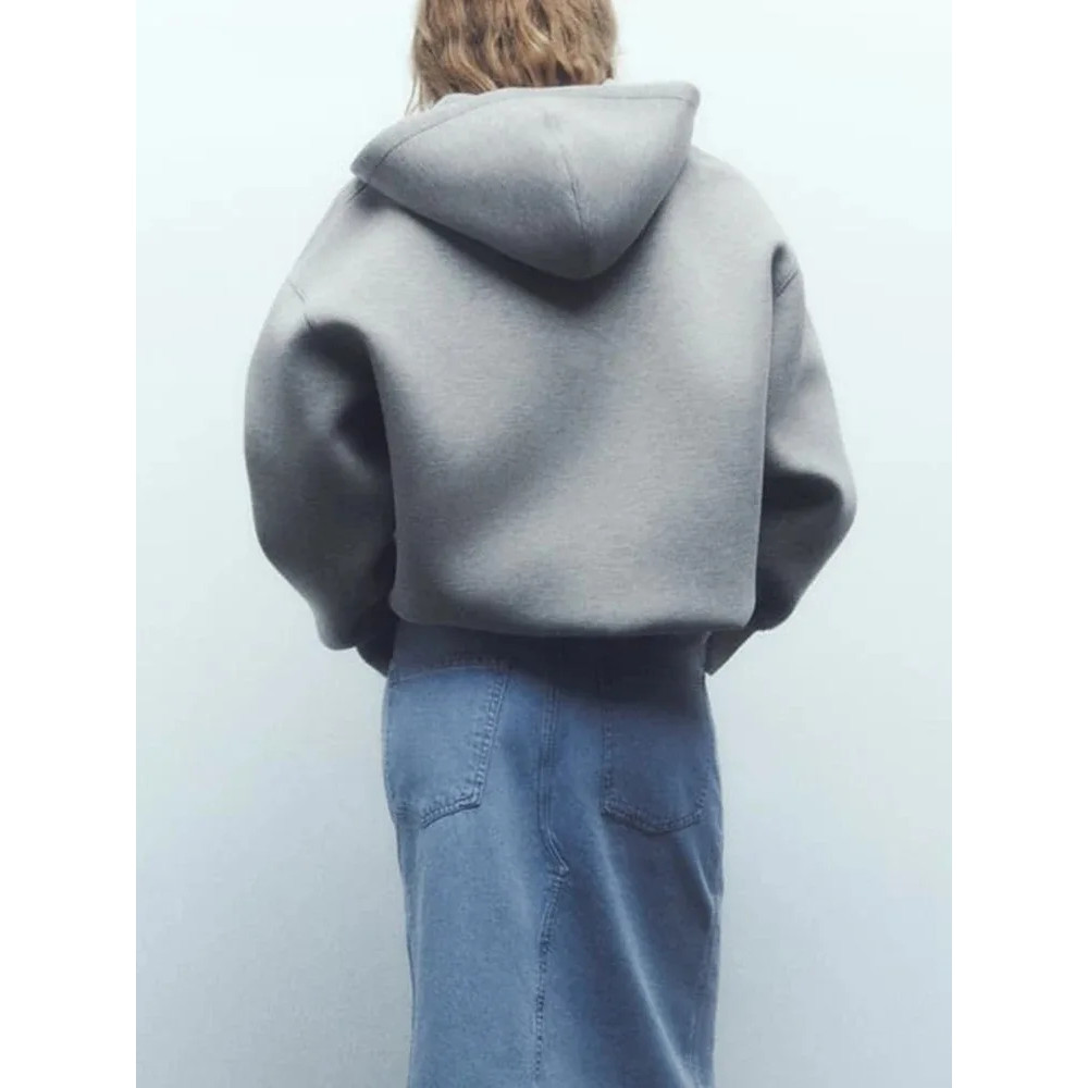 Women's Oversized Zip Hoodie, Versatile Long Sleeve Jacket, Loose Fit Casual Top, Streetwear Sweatshirt