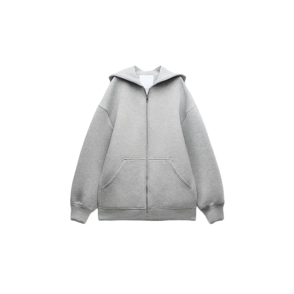 Women's Oversized Zip Hoodie, Versatile Long Sleeve Jacket, Loose Fit Casual Top, Streetwear Sweatshirt