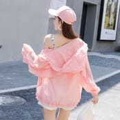 Summer Sun Protection Clothing Loose Hooded Beachwear Breathable Commute Outerwear With Zipper 0