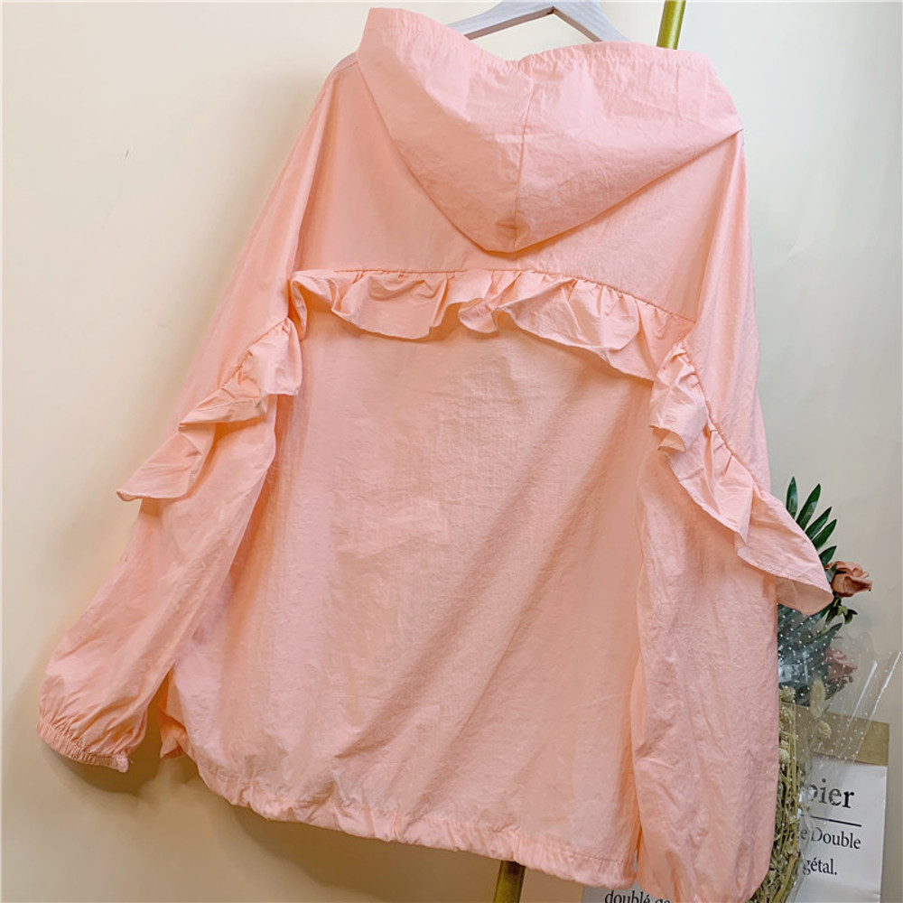 Summer Sun Protection Clothing Loose Hooded Beachwear Breathable Commute Outerwear With Zipper 3