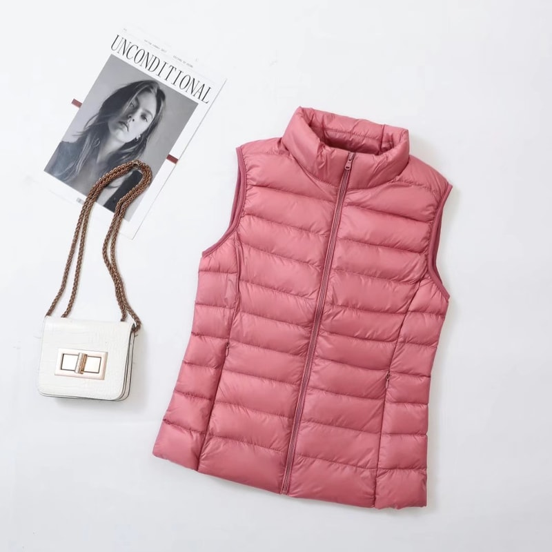 Slim Sleeveless Jacket For Women Ultra Light Down Vest Portable Lightweight Windproof Waistcoat 9