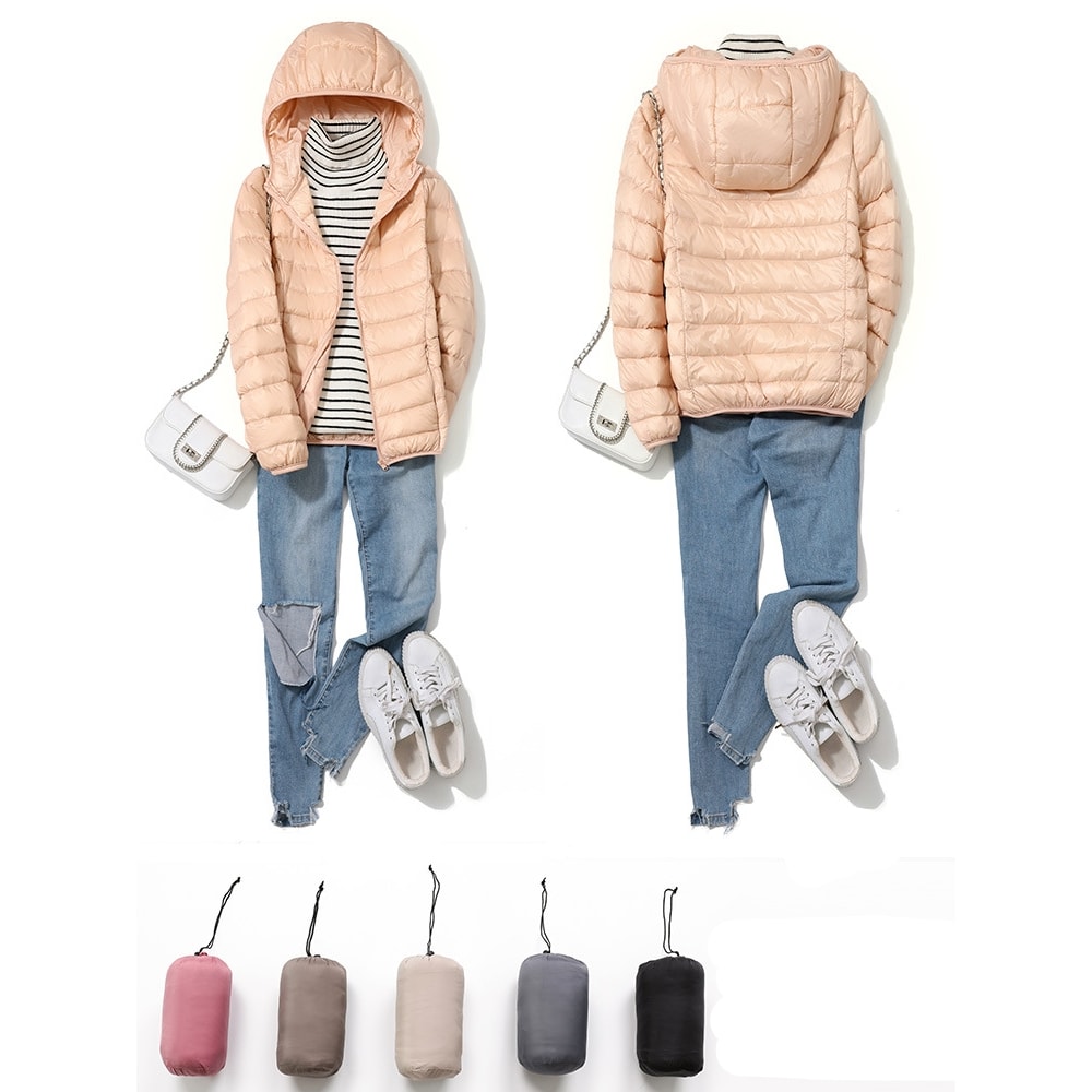 New 2023 Fashion Puffer Jacket Women Ultra Lightweight Hooded Short Coat Wind Resistant And Breatha 3