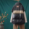 Women's Duck Down Vest, Fashionable Stand Collar, Contrast Color Splicing, Loose Fit, White Fill, Winter Wear