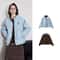 Elegant Womens Winter Coat Thick Cotton Long Sleeve Outwear Contrast Color Splicing Lapel Collar Ja 5