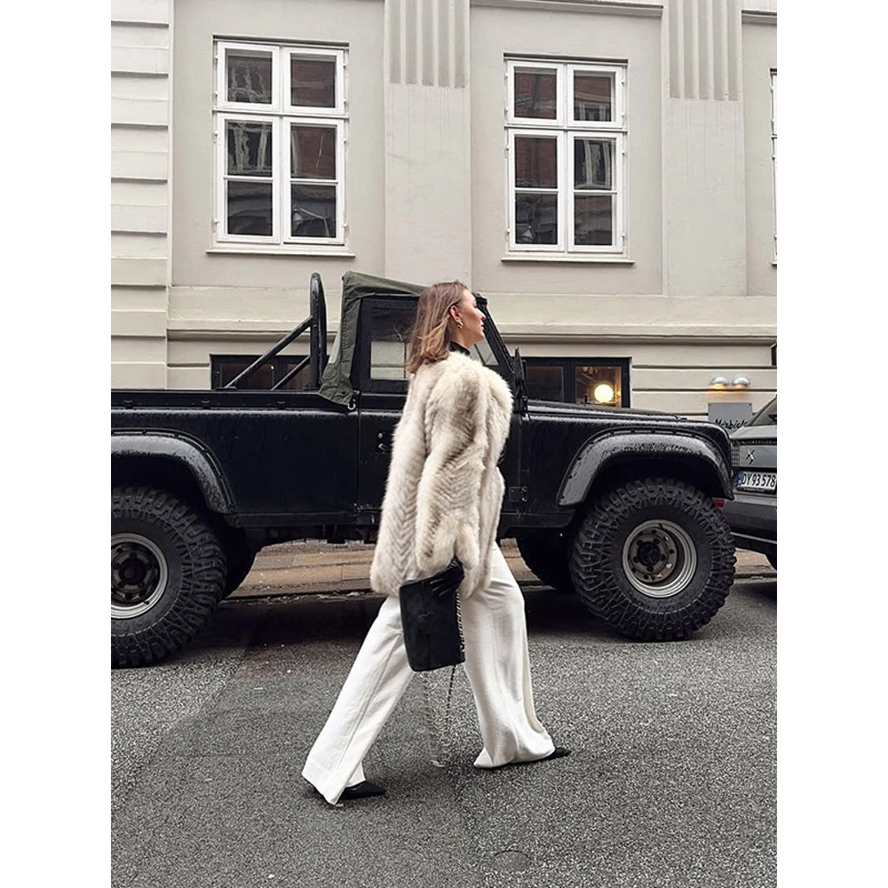 Retro Loose Women's Faux Fur Coat, Elegant Thicken Plush Pad Shoulder Open Coat, Classic Chic Winter Street Outwear