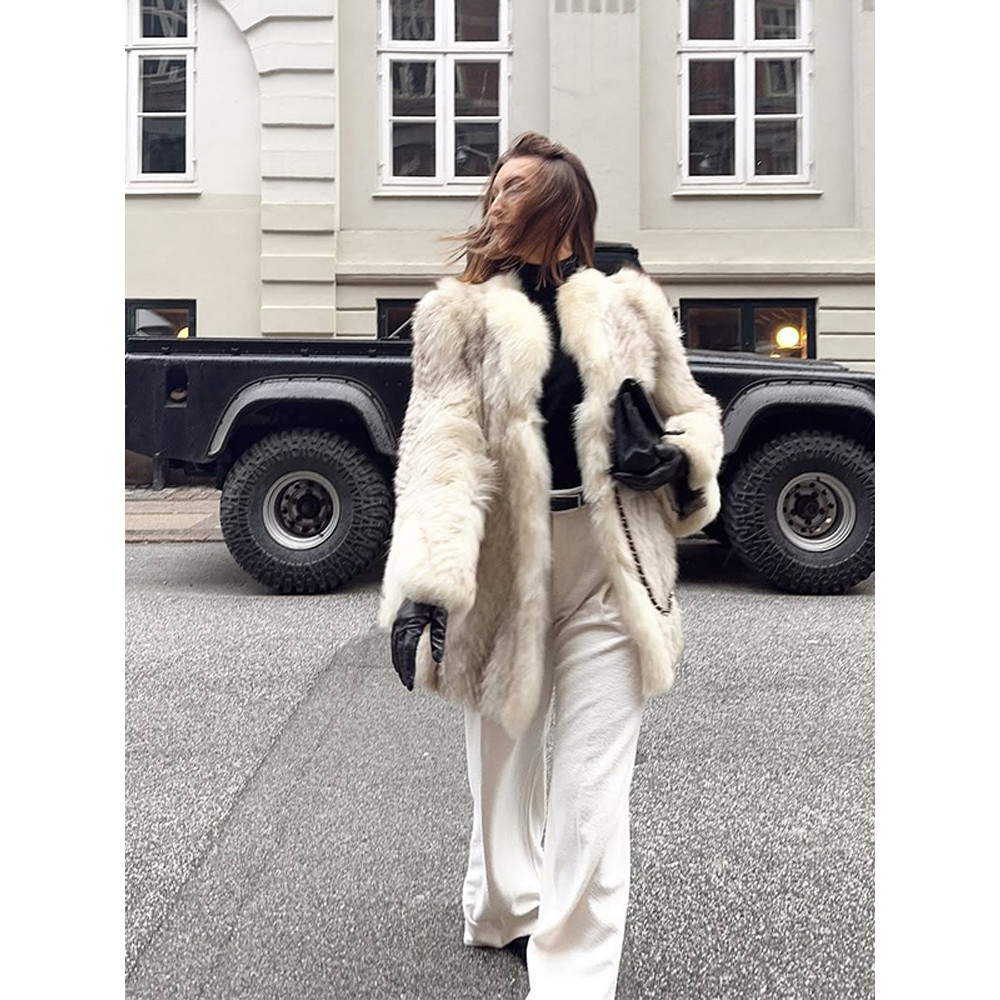 Retro Loose Women's Faux Fur Coat, Elegant Thicken Plush Pad Shoulder Open Coat, Classic Chic Winter Street Outwear