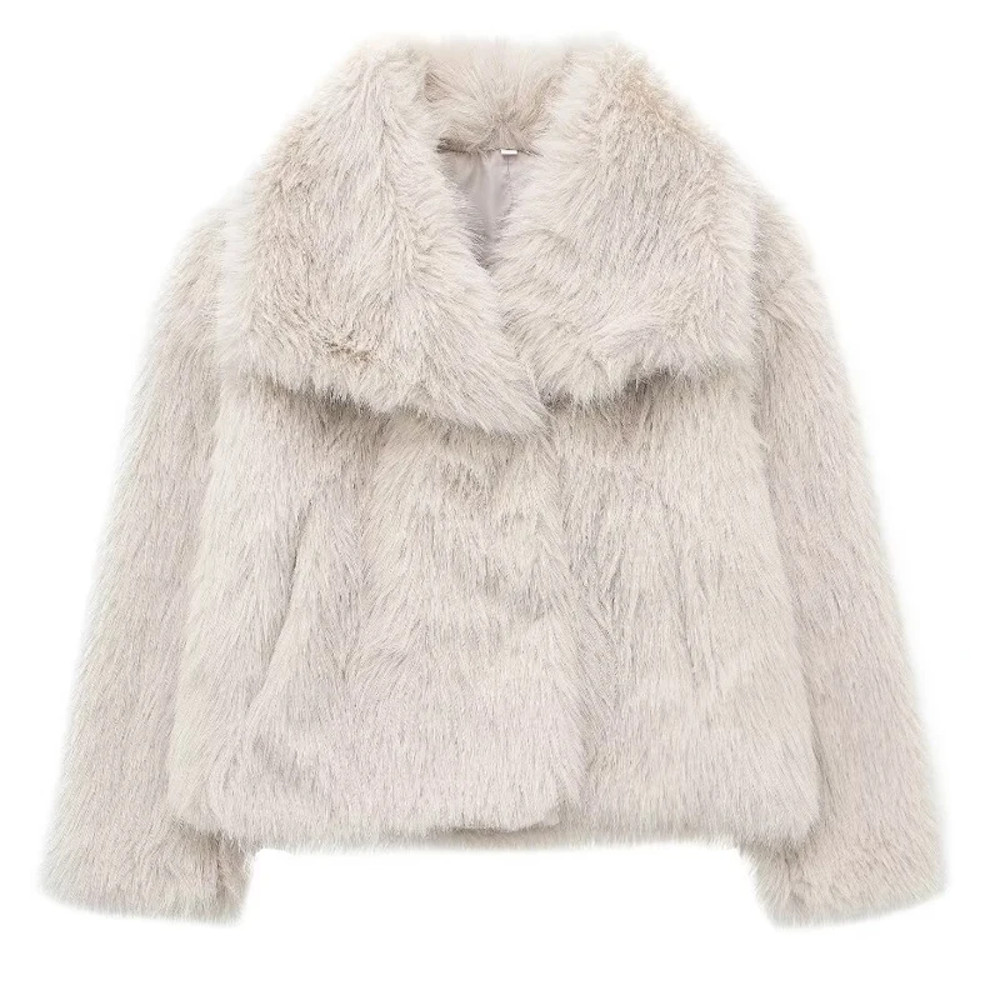 Luxurious Winter Faux Fur Coat For Women Plush Fluffy Jacket Warm Autumn Outerwear In Red Gray Blac 6