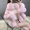 Women's Mid Long Faux Fur Jacket, Winter Warm Coat with PU Leather Splicing, Long Sleeve Thickened Outwear