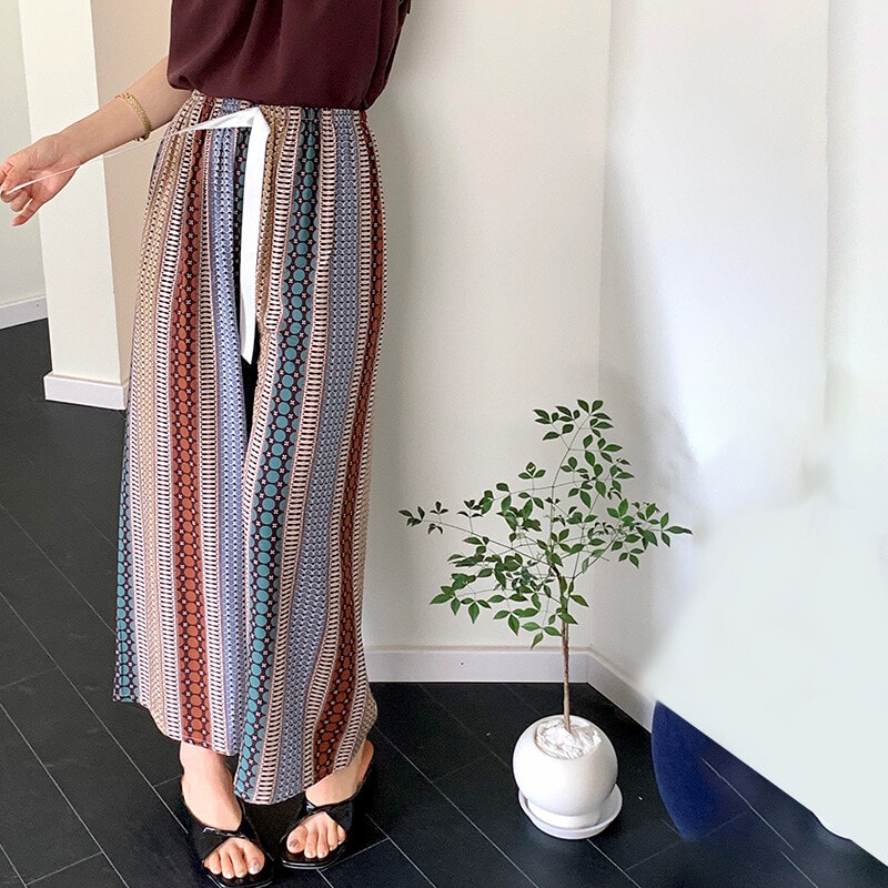 Women's Floral Print Pajama Pants, Loose Fit Viscose Loungewear, Anti Mosquito Wide Leg Pants for Summer and Autumn