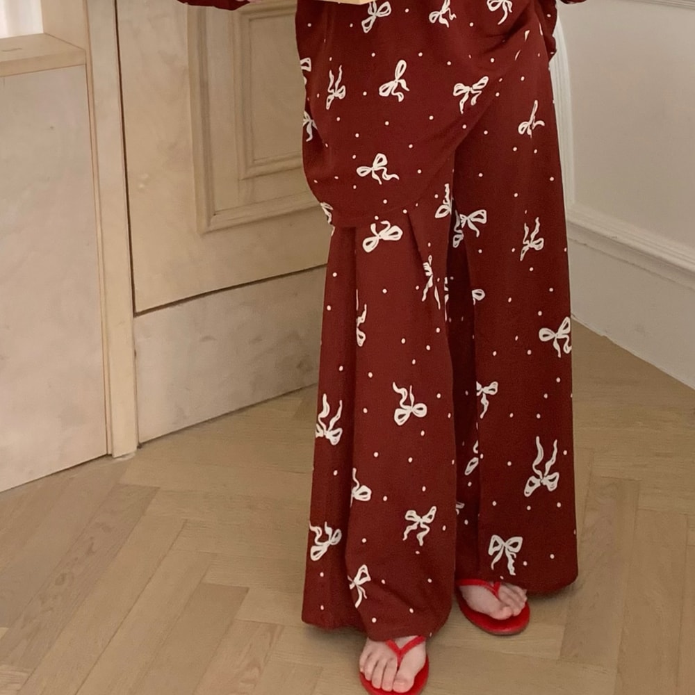 Women's Floral Print Pajama Pants, Loose Fit Viscose Loungewear, Anti Mosquito Wide Leg Pants for Summer and Autumn
