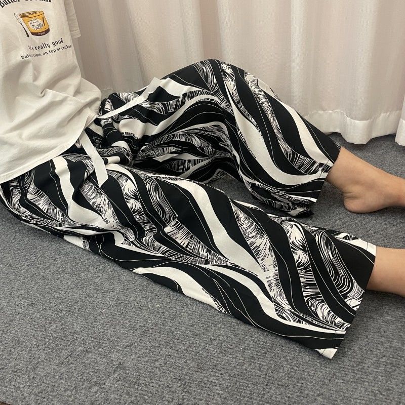 Women's Floral Print Pajama Pants, Loose Fit Viscose Loungewear, Anti Mosquito Wide Leg Pants for Summer and Autumn