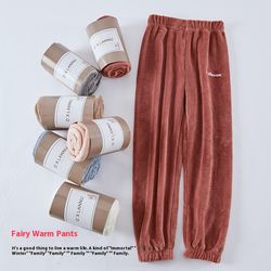 cozy winter pajama pants for women, thickened coral fleece, fairy print loungewear, autumn and winter homewear