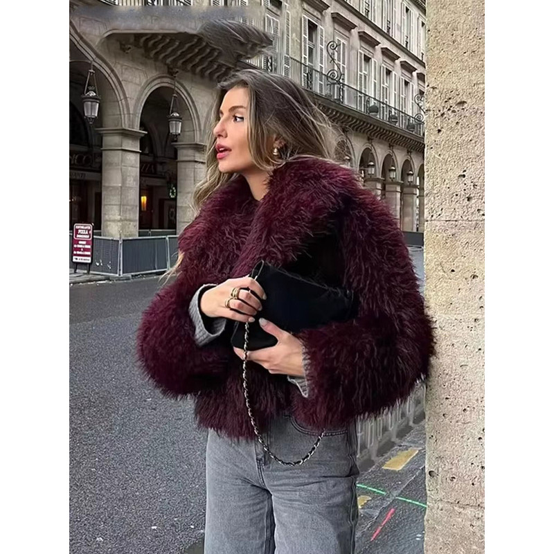 HH Women Elegant Faux Fur Coat Warm Fluffy Loose Long Sleeve Lapel Jacket Autumn Winter Fashion High Street Lady Outerwear