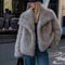 HH Women Elegant Faux Fur Coat Warm Fluffy Loose Long Sleeve Lapel Jacket Autumn Winter Fashion High Street Lady Outerwear