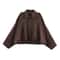 Vintage Brown Suede Jacket For Women Casual Loose Fit Bomber Coat Green Lapel Motorcycle Style 10