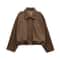 Vintage Brown Suede Jacket For Women Casual Loose Fit Bomber Coat Green Lapel Motorcycle Style 8