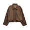 Vintage Brown Suede Jacket For Women Casual Loose Fit Bomber Coat Green Lapel Motorcycle Style 8