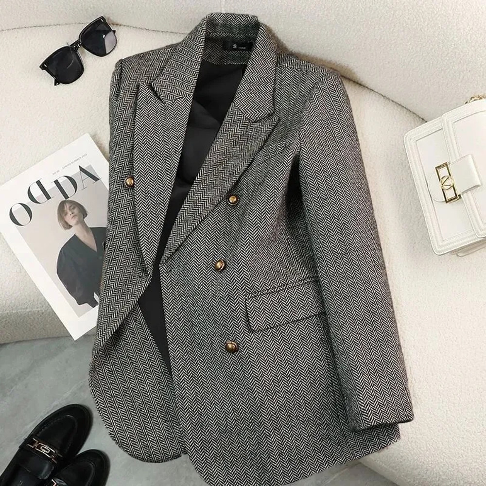 Unique Word Pattern Blazer, High-Quality Women's Suit Jacket, Cool Design Autumn Winter Coat, New Female Tops