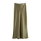 Elegant 2025 High Waist Satin Skirt for Women, Long Midi Skirt, Office Wear, Summer Black Skirt