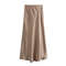 Elegant 2025 High Waist Satin Skirt for Women, Long Midi Skirt, Office Wear, Summer Black Skirt