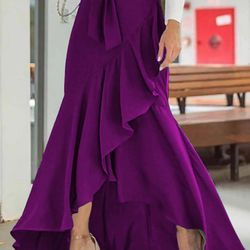 elegant fish tail skirt, high waist design with lace decoration, women's irregular hem fashion