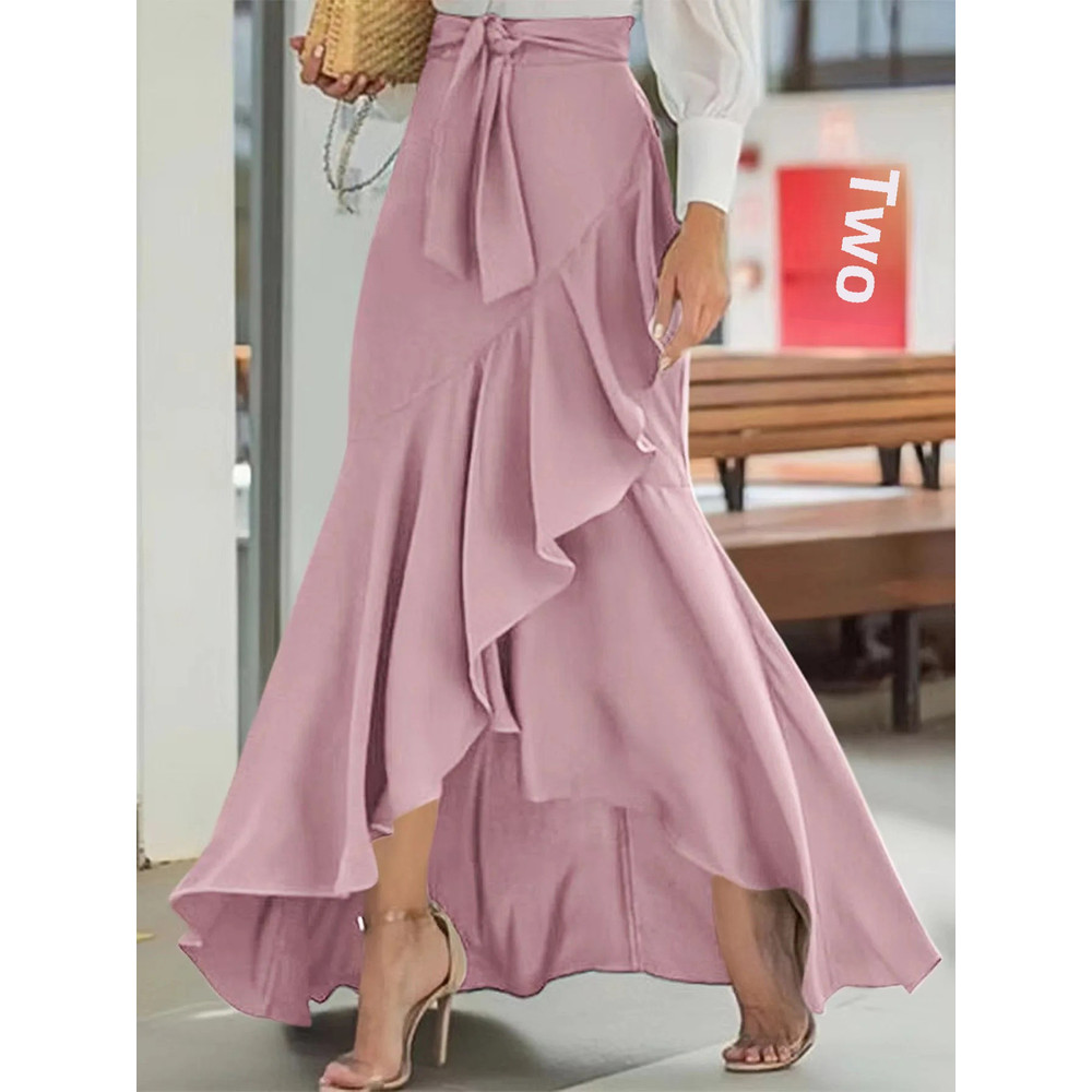 Elegant Fish Tail Skirt, High Waist Design with Lace Decoration, Women's Irregular Hem Fashion