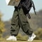 Men's Vintage Brown Corduroy Pants, Loose Fit Casual Ankle Pants with Drawstring, Autumn Winter Season