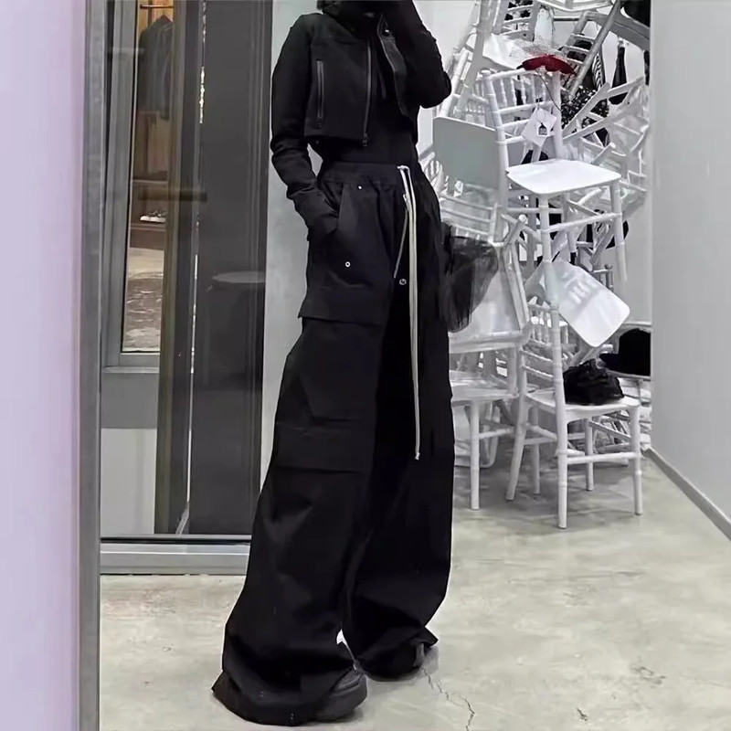 New Style Cargo Pants For Men, Loose Fit Wide Leg, Multi Pocket Black Cargo Pants, Spring Summer Casual