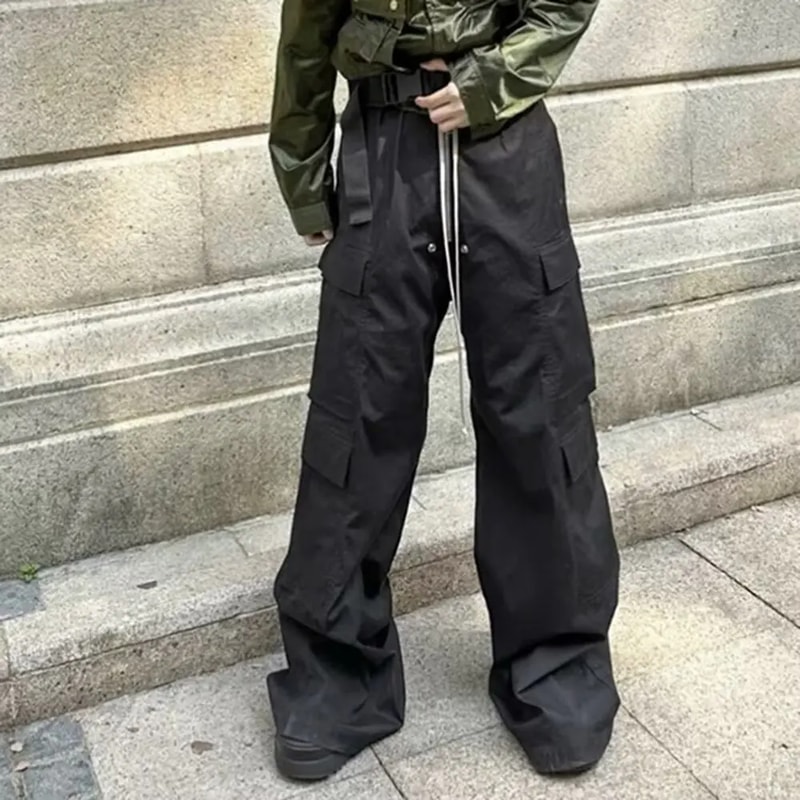 New Style Cargo Pants For Men, Loose Fit Wide Leg, Multi Pocket Black Cargo Pants, Spring Summer Casual
