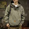 Men's Outdoor Workwear Jacket, Japanese Style Hooded Punching Clothes, Loose Fit Casual Half Zipper, Spring Autumn Coat
