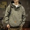 Men's Outdoor Workwear Jacket, Japanese Style Hooded Punching Clothes, Loose Fit Casual Half Zipper, Spring Autumn Coat