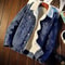 Trendy Jacket For Men, Winter Fleece Lined Thickened Denim, Loose Fit Top