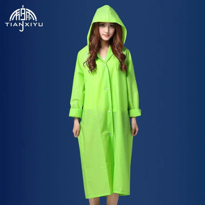 Women's Translucent Rain Poncho, Yellow Waterproof Raincoat, Outdoor Adult Rain Gear, Plastic Suit, Clear Rain Coat