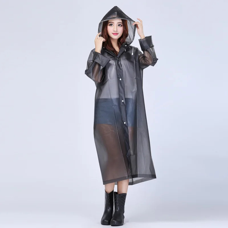 Women's Translucent Rain Poncho, Yellow Waterproof Raincoat, Outdoor Adult Rain Gear, Plastic Suit, Clear Rain Coat