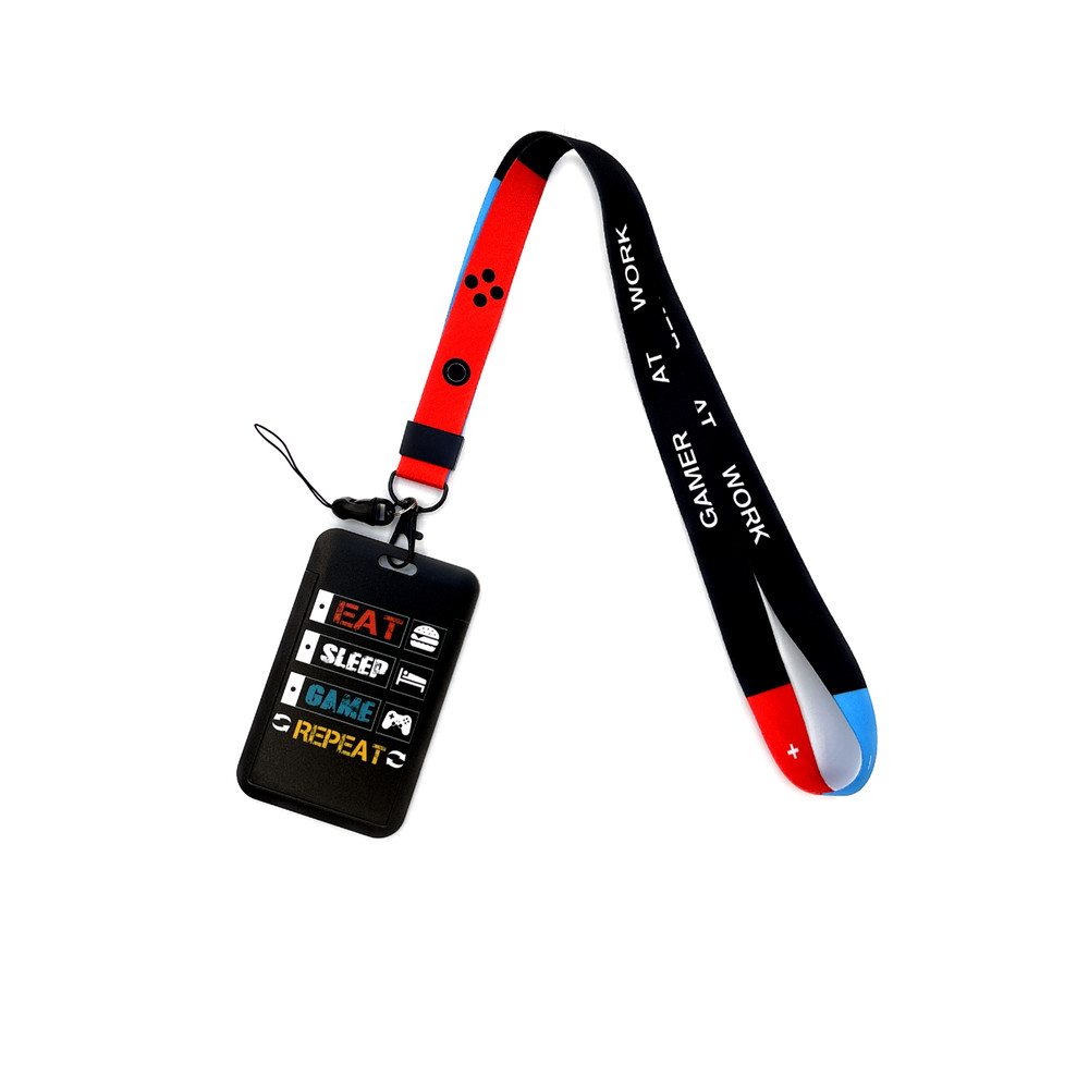 Gamer Lanyard, Card Holder Neck Strap, ID Badge Holder, Retractable Keychain, Phone Straps, Cool Accessories and Gifts