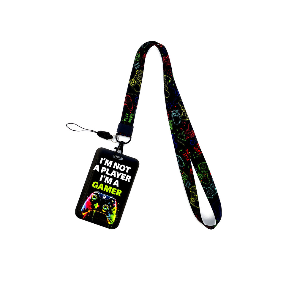 Gamer Lanyard, Card Holder Neck Strap, ID Badge Holder, Retractable Keychain, Phone Straps, Cool Accessories and Gifts