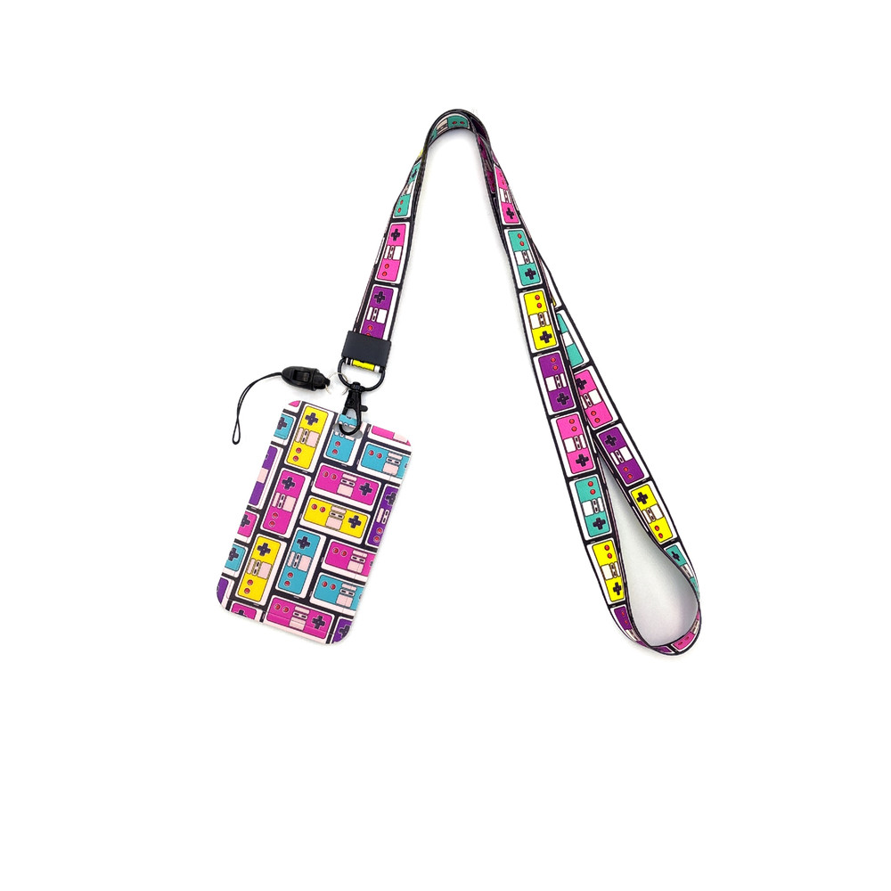 Gamer Lanyard, Card Holder Neck Strap, ID Badge Holder, Retractable Keychain, Phone Straps, Cool Accessories and Gifts
