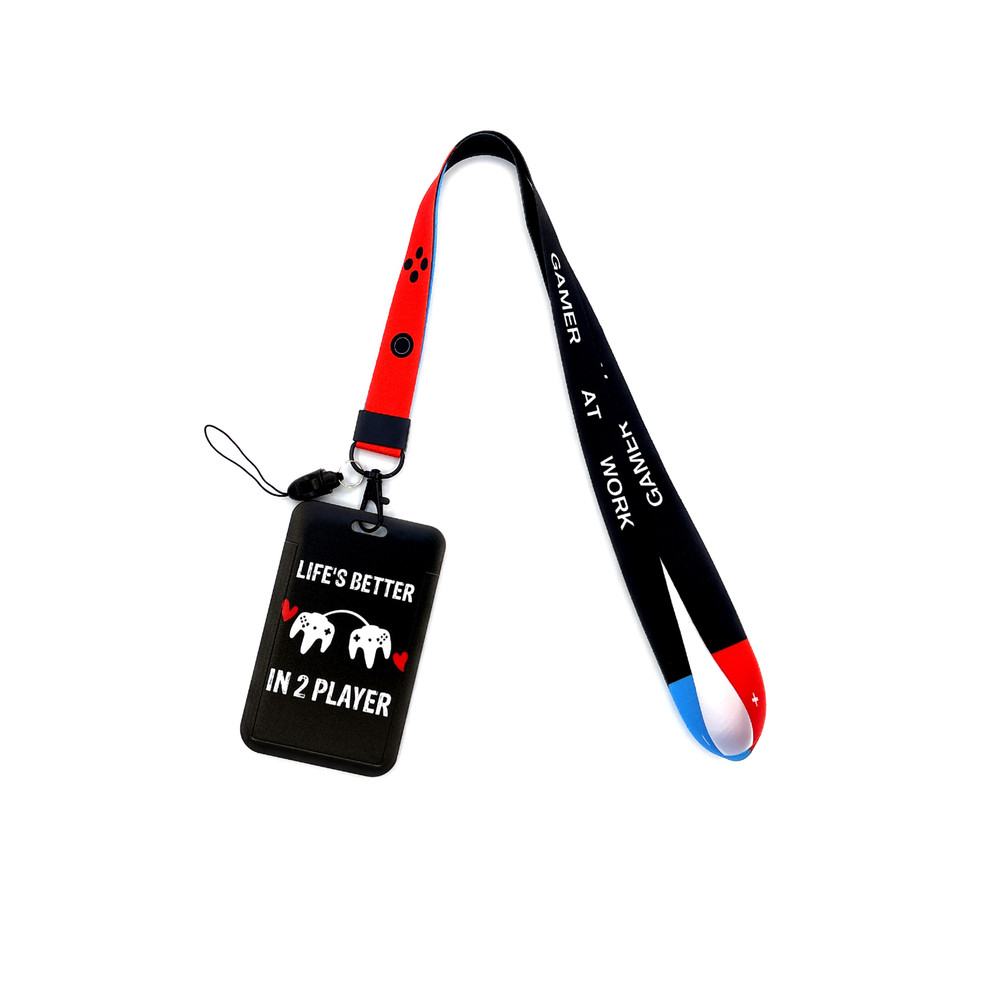 Gamer Lanyard, Card Holder Neck Strap, ID Badge Holder, Retractable Keychain, Phone Straps, Cool Accessories and Gifts
